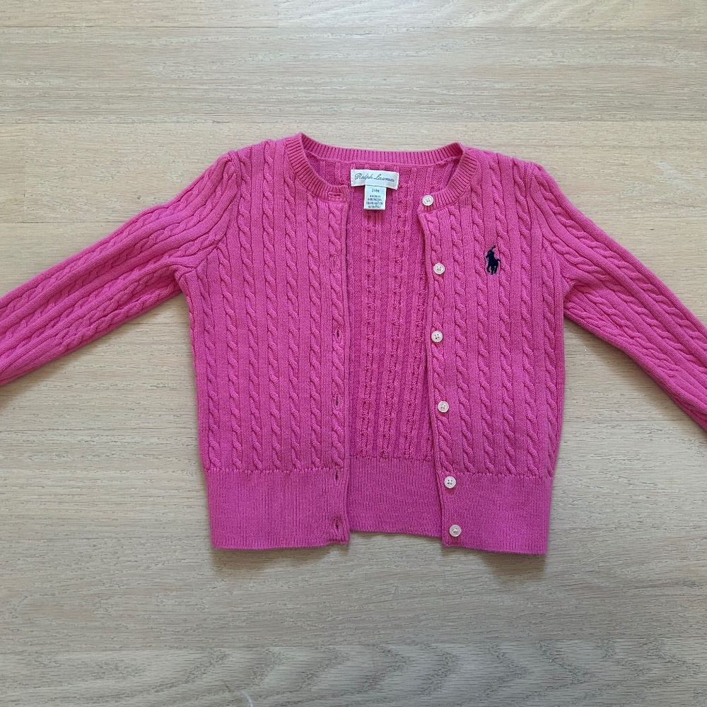 Girls Polo Ralph Lauren Pink Cardigan - 24 months